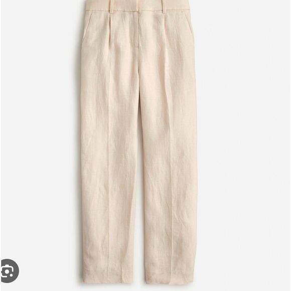 J. Crew Linen Pleasted Wide Waisted Pants in Light Khaki Size 0 Nwot - Picture 2 of 8